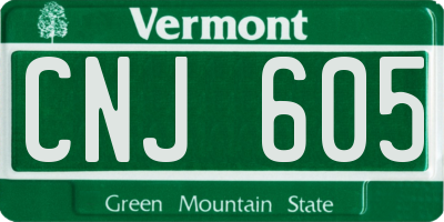 VT license plate CNJ605