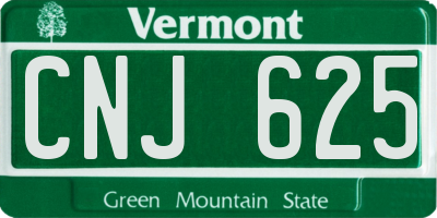 VT license plate CNJ625