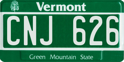 VT license plate CNJ626