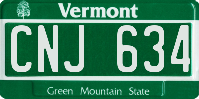 VT license plate CNJ634