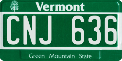 VT license plate CNJ636