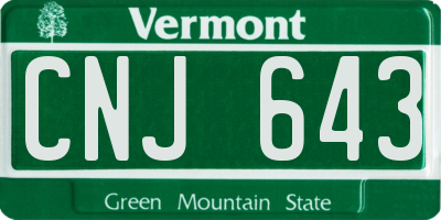 VT license plate CNJ643