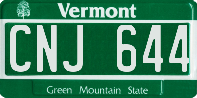 VT license plate CNJ644