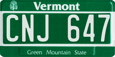 VT license plate CNJ647
