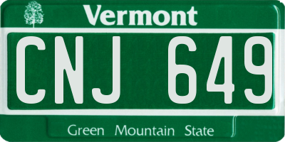 VT license plate CNJ649