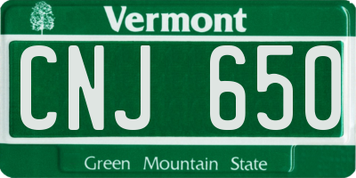VT license plate CNJ650