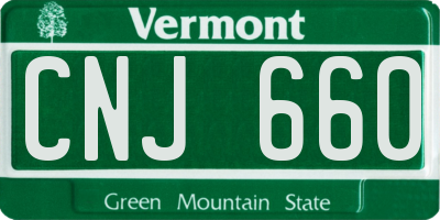 VT license plate CNJ660