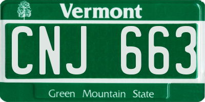 VT license plate CNJ663