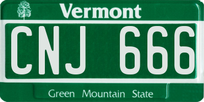 VT license plate CNJ666