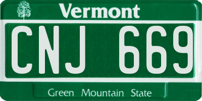 VT license plate CNJ669