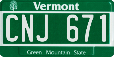 VT license plate CNJ671