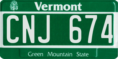 VT license plate CNJ674