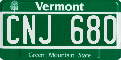 VT license plate CNJ680
