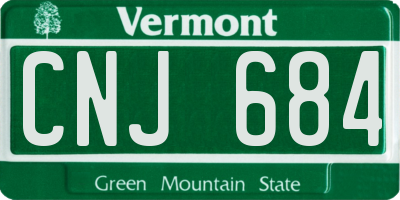 VT license plate CNJ684