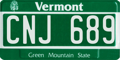 VT license plate CNJ689