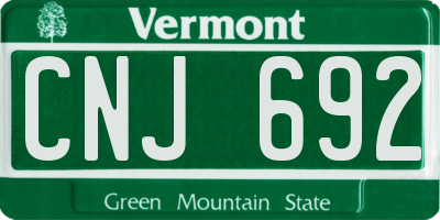 VT license plate CNJ692