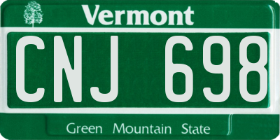 VT license plate CNJ698