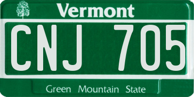 VT license plate CNJ705