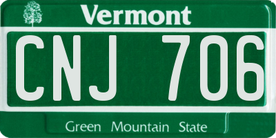 VT license plate CNJ706