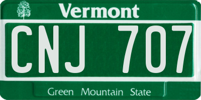 VT license plate CNJ707