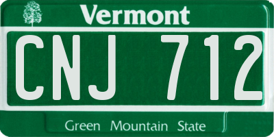 VT license plate CNJ712