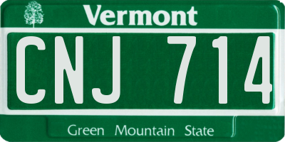 VT license plate CNJ714