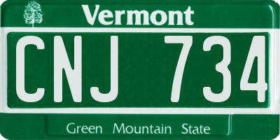 VT license plate CNJ734