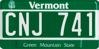VT license plate CNJ741