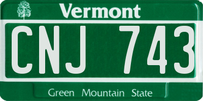 VT license plate CNJ743