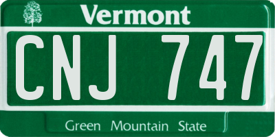 VT license plate CNJ747
