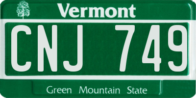 VT license plate CNJ749