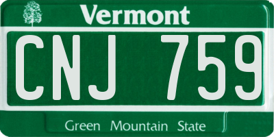 VT license plate CNJ759