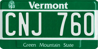VT license plate CNJ760