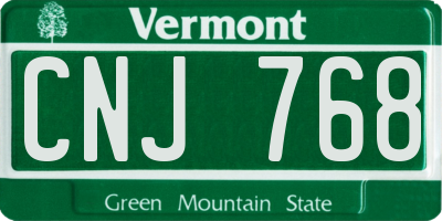 VT license plate CNJ768