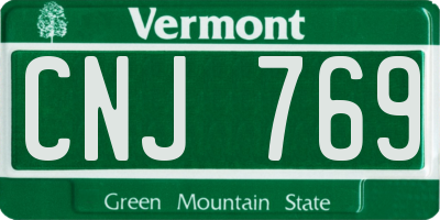 VT license plate CNJ769