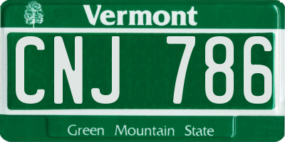 VT license plate CNJ786
