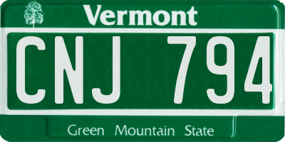 VT license plate CNJ794