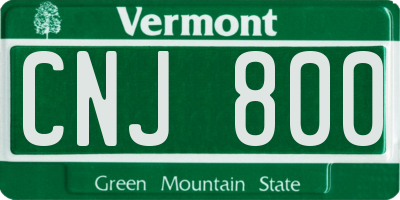 VT license plate CNJ800