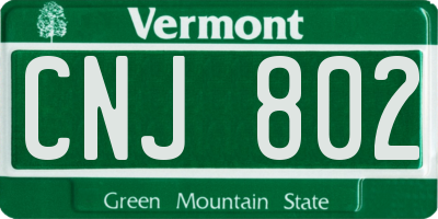 VT license plate CNJ802