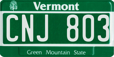 VT license plate CNJ803