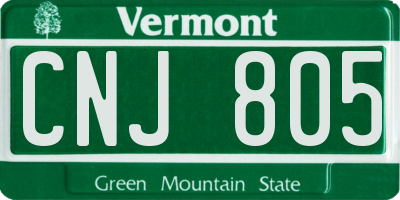 VT license plate CNJ805