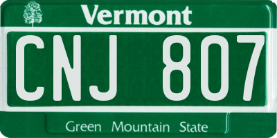 VT license plate CNJ807