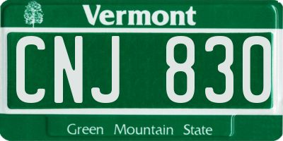 VT license plate CNJ830