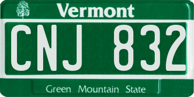 VT license plate CNJ832