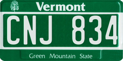 VT license plate CNJ834
