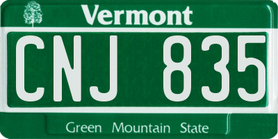 VT license plate CNJ835