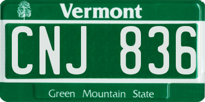 VT license plate CNJ836