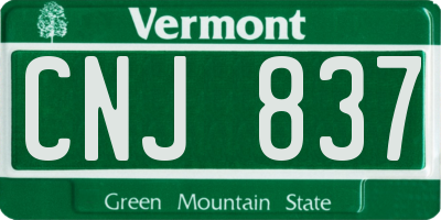 VT license plate CNJ837