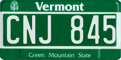 VT license plate CNJ845