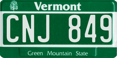 VT license plate CNJ849